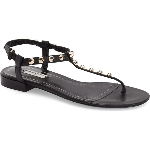 Balenciaga T Strap Studded Sandals - Picture 1 of 8